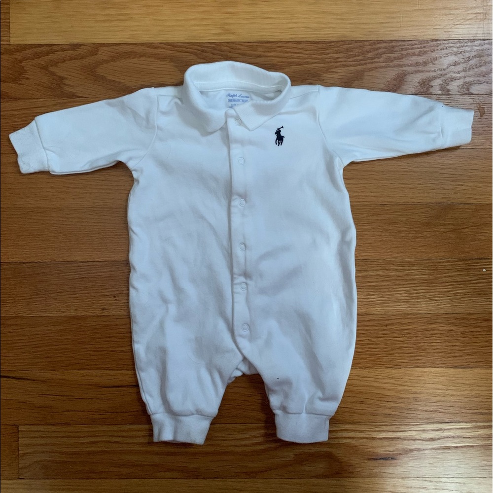 Newborn collared Ralph Lauren onesie